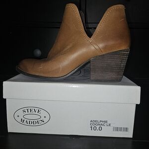 Steve Madden Women's Tan Ankle Boots adelphie cognac shoes size 10
